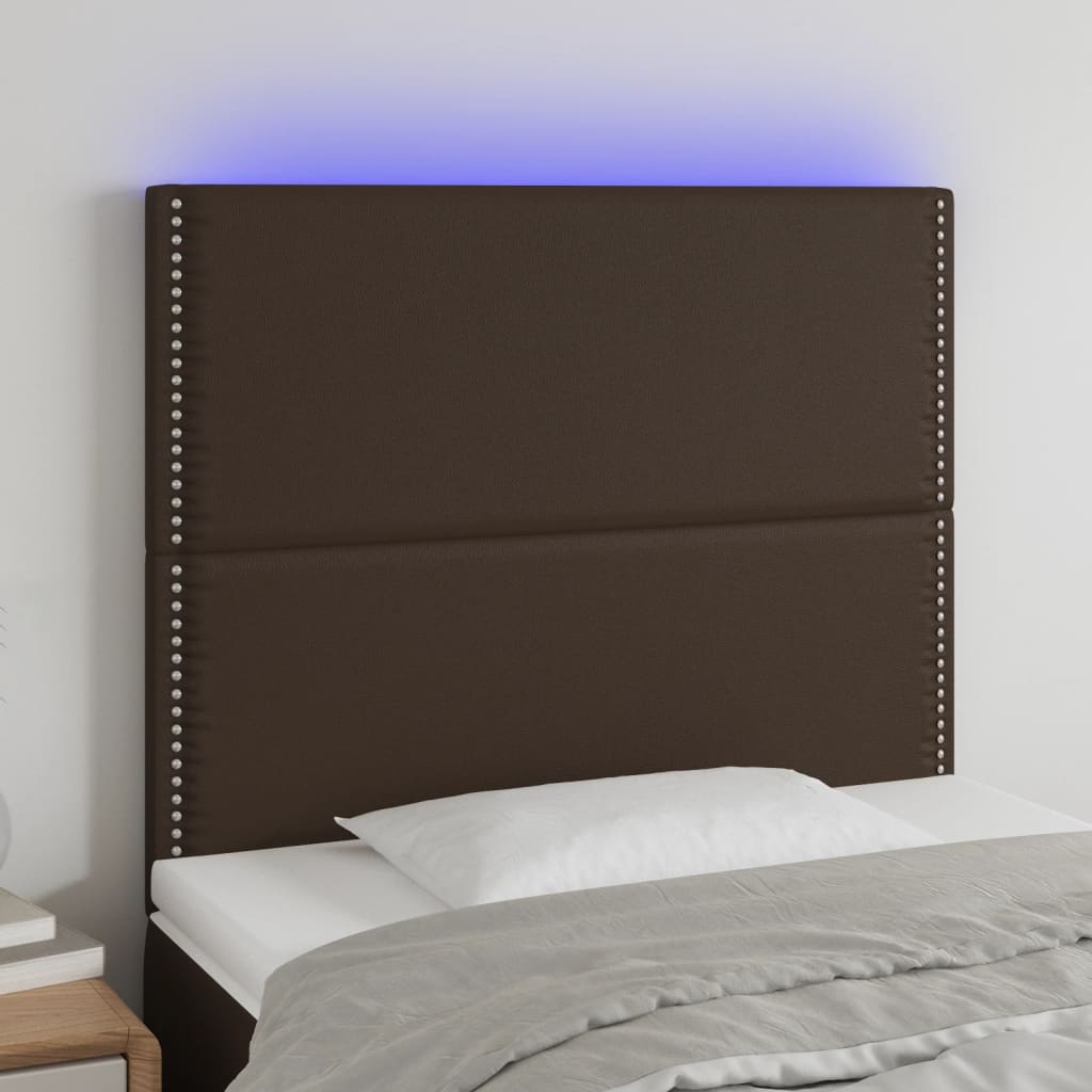 vidaXL Čelo postele s LED hnědé 100x5x118/128 cm umělá kůže