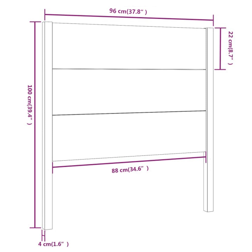 vidaXL Čelo postele medově hnědé 96 x 4 x 100 cm masivní borovice