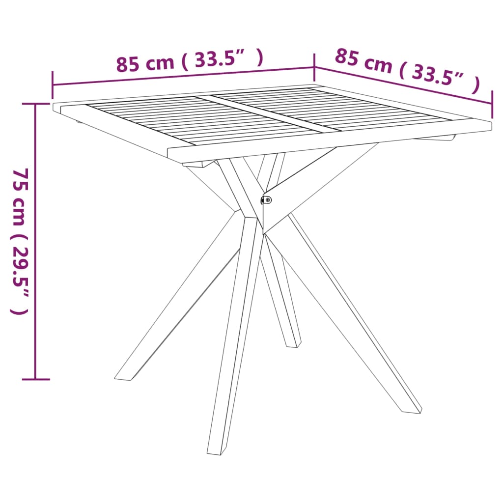 vidaXL Zahradní stolek 85 x 85 x 75 cm masivní akáciové dřevo