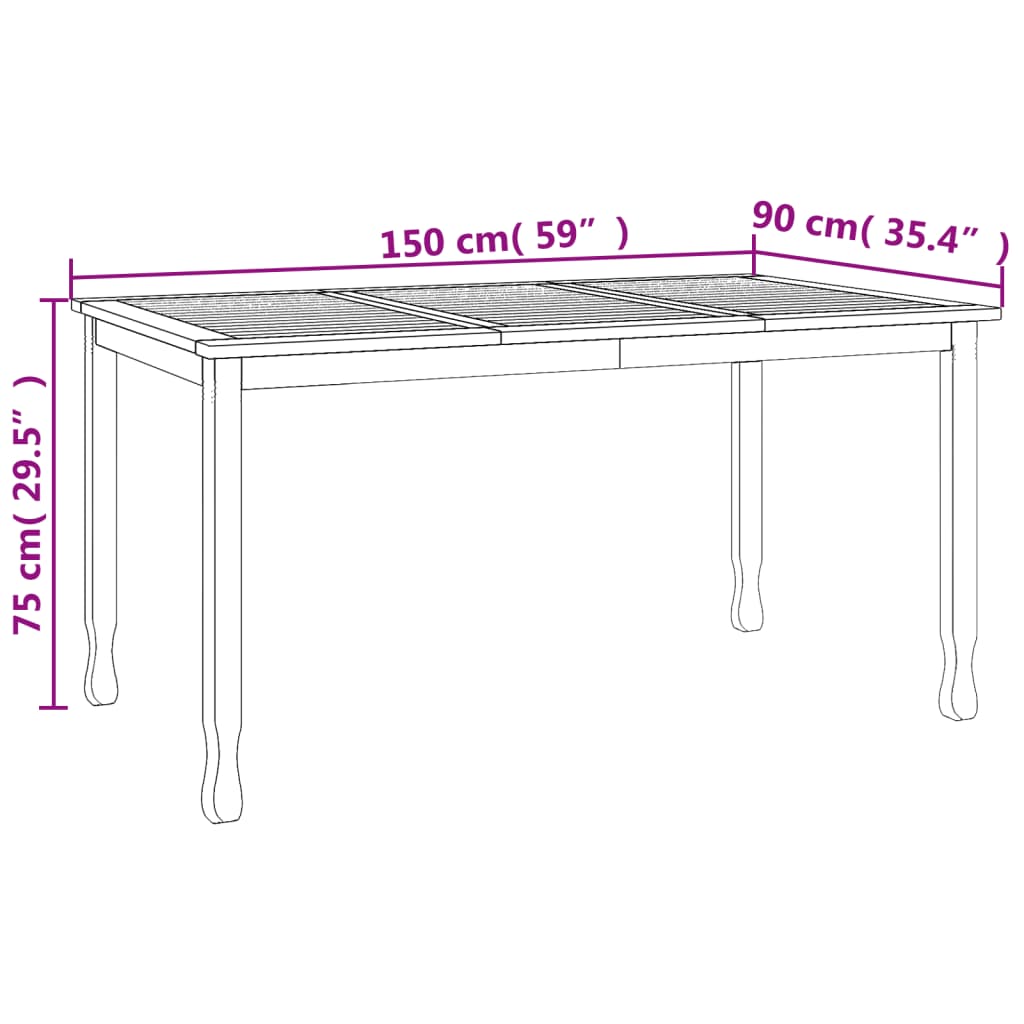 vidaXL Zahradní jídelní stůl 150 x 90 x 75 cm masivní teak