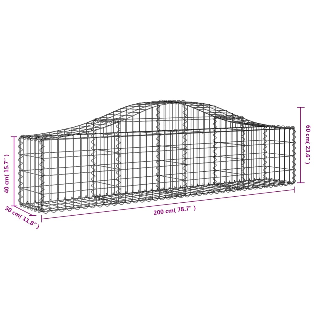 vidaXL Klenuté gabionové koše 12 ks 200x30x40/60 cm pozinkované železo