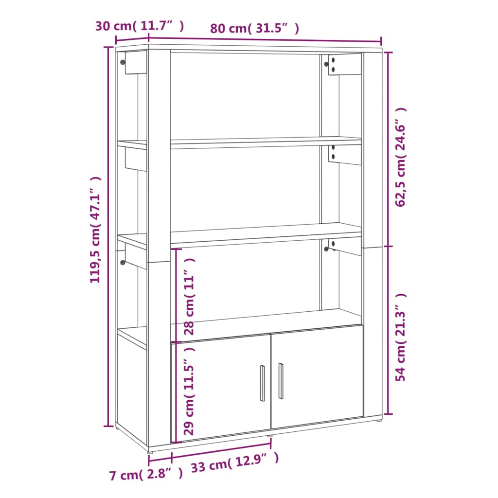 vidaXL Příborník černý 80x30x119,5 cm kompozitní dřevo