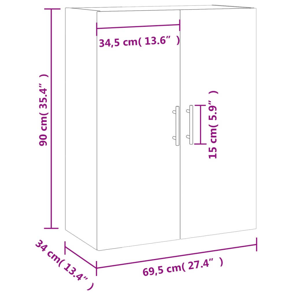 vidaXL Nástěnná skříňka bílá s vysokým leskem 69,5 x 34 x 90 cm