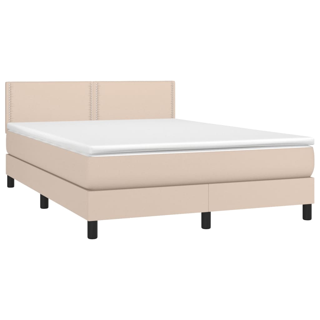 vidaXL Box spring postel s matrací cappuccino 140x190 cm umělá kůže