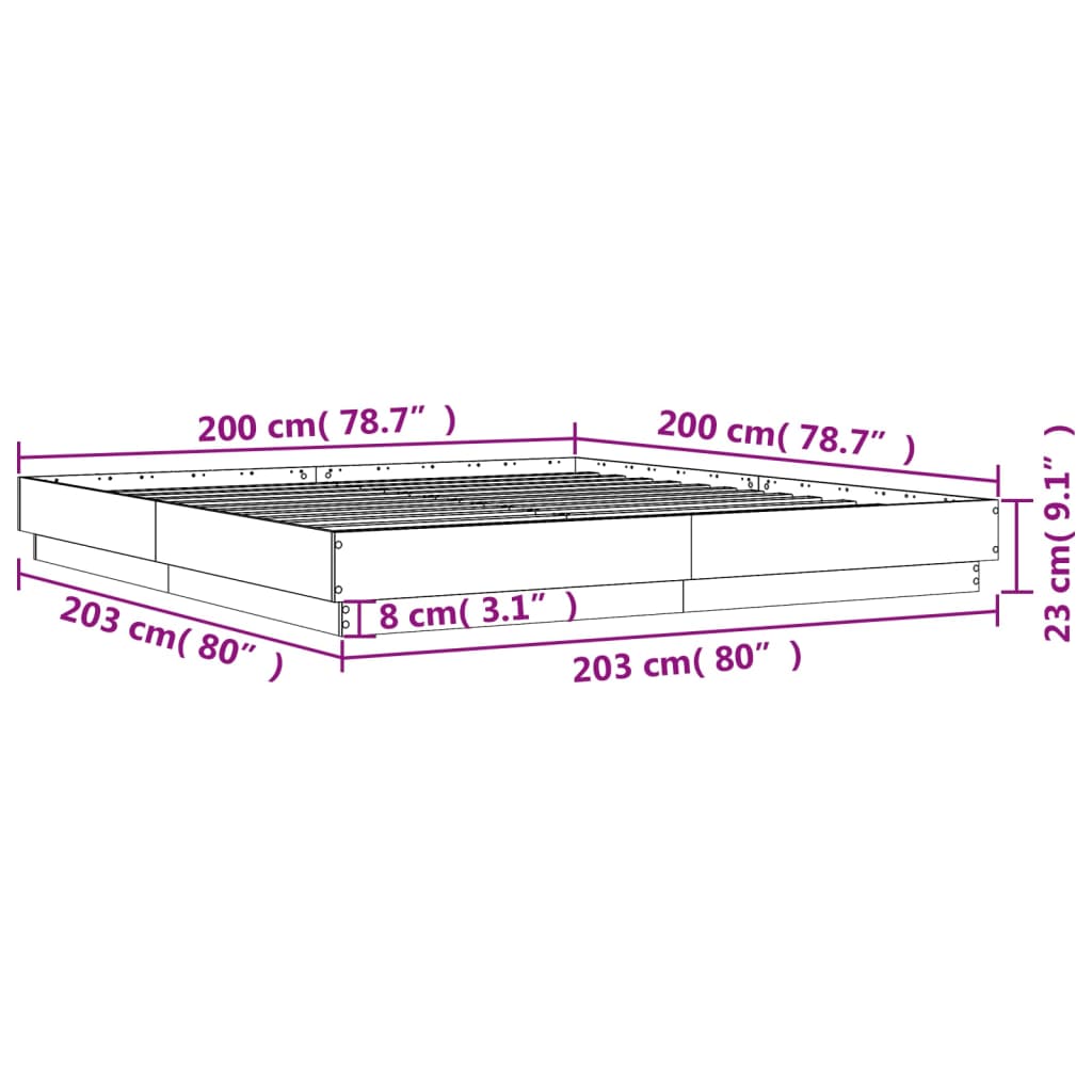 vidaXL Rám postele betonově šedý 200 x 200 cm kompozitní dřevo