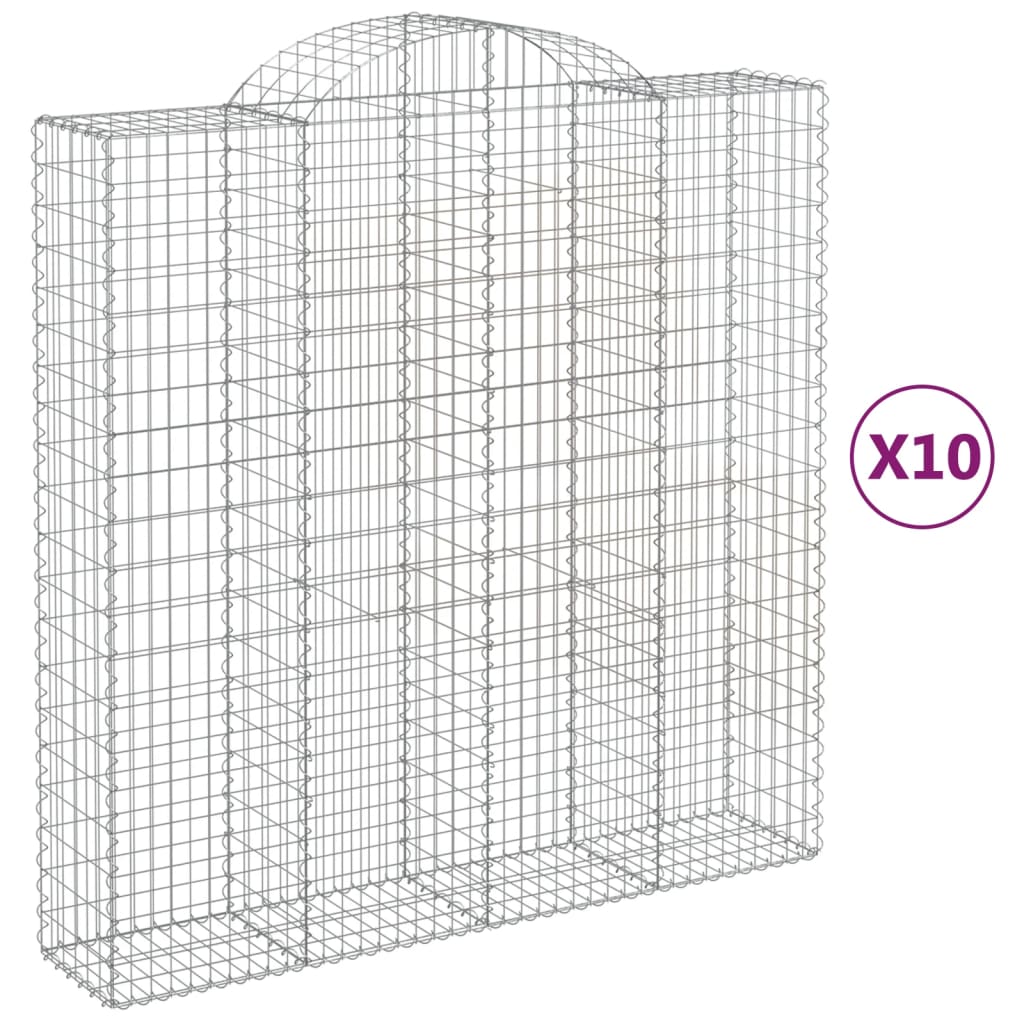 vidaXL Klenuté gabionové koše 10ks 200x50x200/220cm pozinkované železo