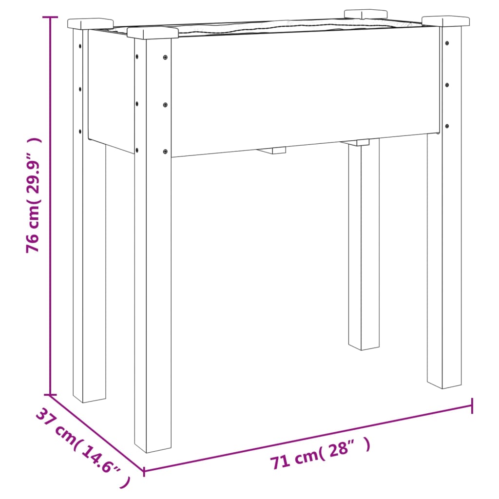 vidaXL Truhlík s vložkou šedý 71 x 37 x 76 cm masivní jedlové dřevo