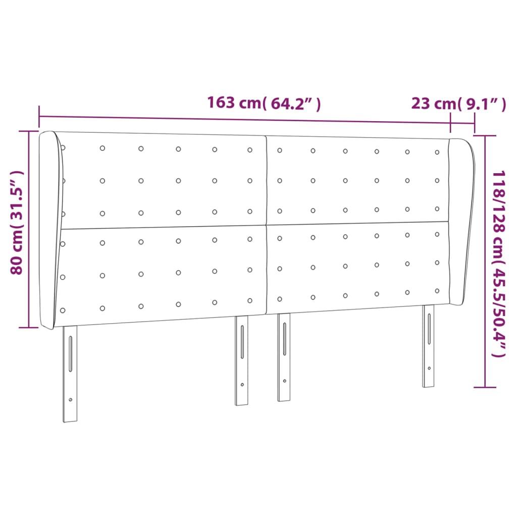 vidaXL Čelo postele typu ušák černé 163x23x118/128 cm umělá kůže