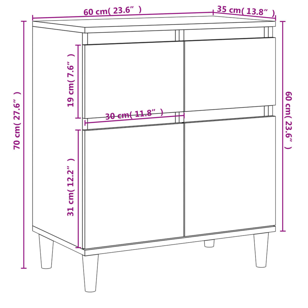 vidaXL Příborník betonově šedý 60 x 35 x 70 cm kompozitní dřevo