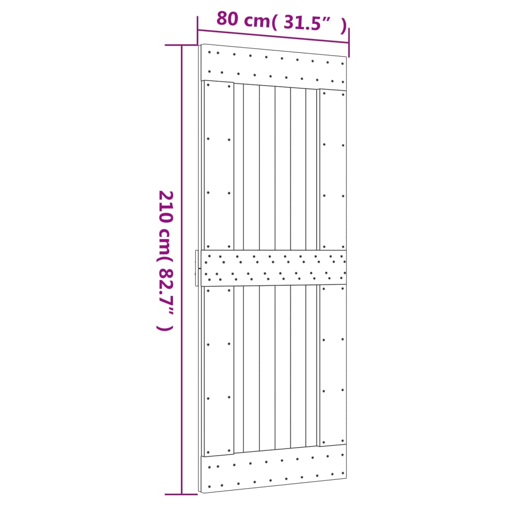 vidaXL Posuvné dveře s kováním 80 x 210 cm masivní borové dřevo