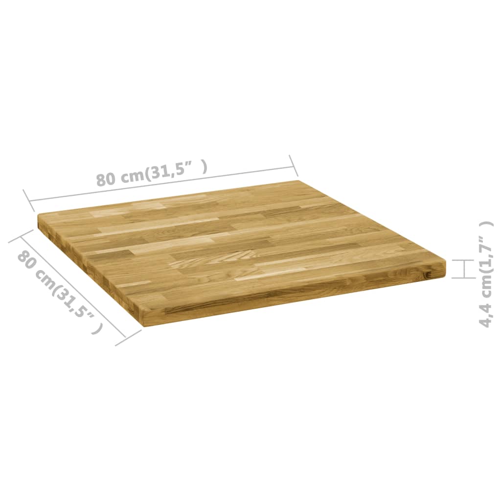 vidaXL Stolní deska z dubového masivu čtvercová 44 mm 80 x 80 cm