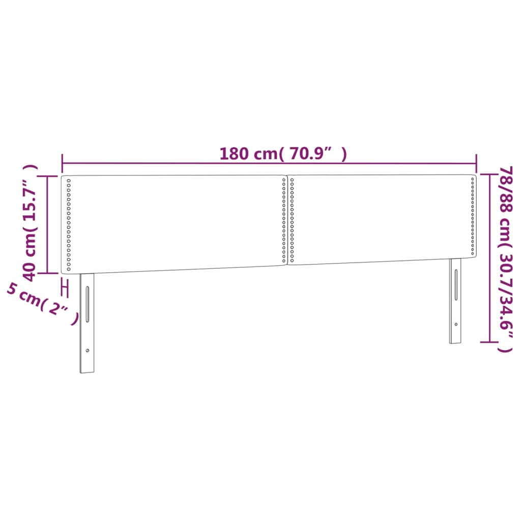 vidaXL Čelo postele s LED černé 180x5x78/88 cm umělá kůže