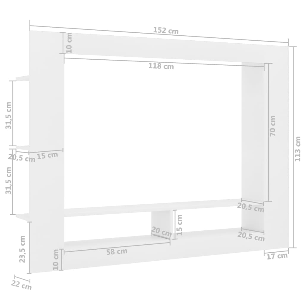 vidaXL TV skříňka bílá 152 x 22 x 113 cm kompozitní dřevo