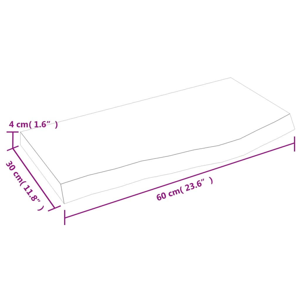 vidaXL Nástěnná police světle hnědá 60x30x(2-4)cm ošetřený masivní dub