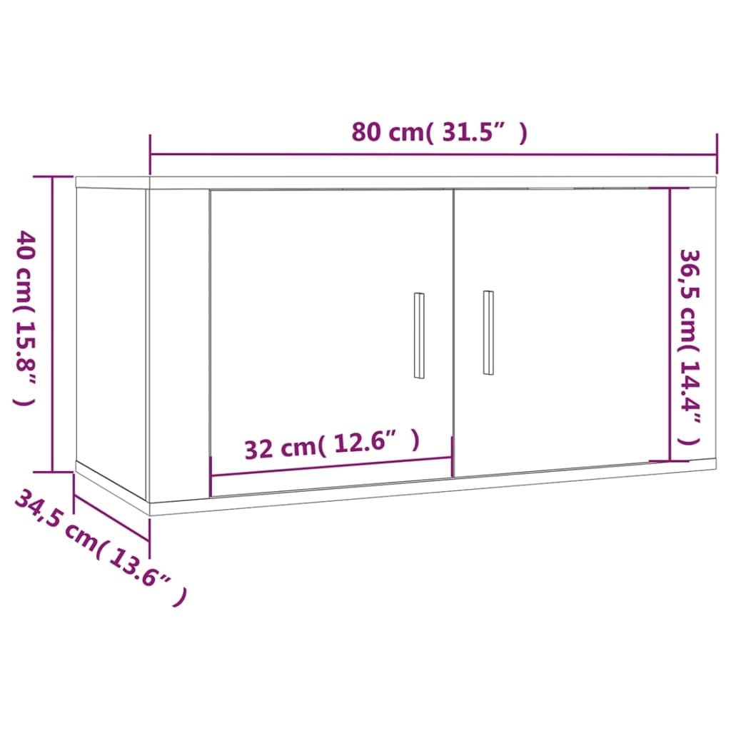 vidaXL Nástěnné TV skříňky 2 ks betonově šedé 80 x 34,5 x 40 cm