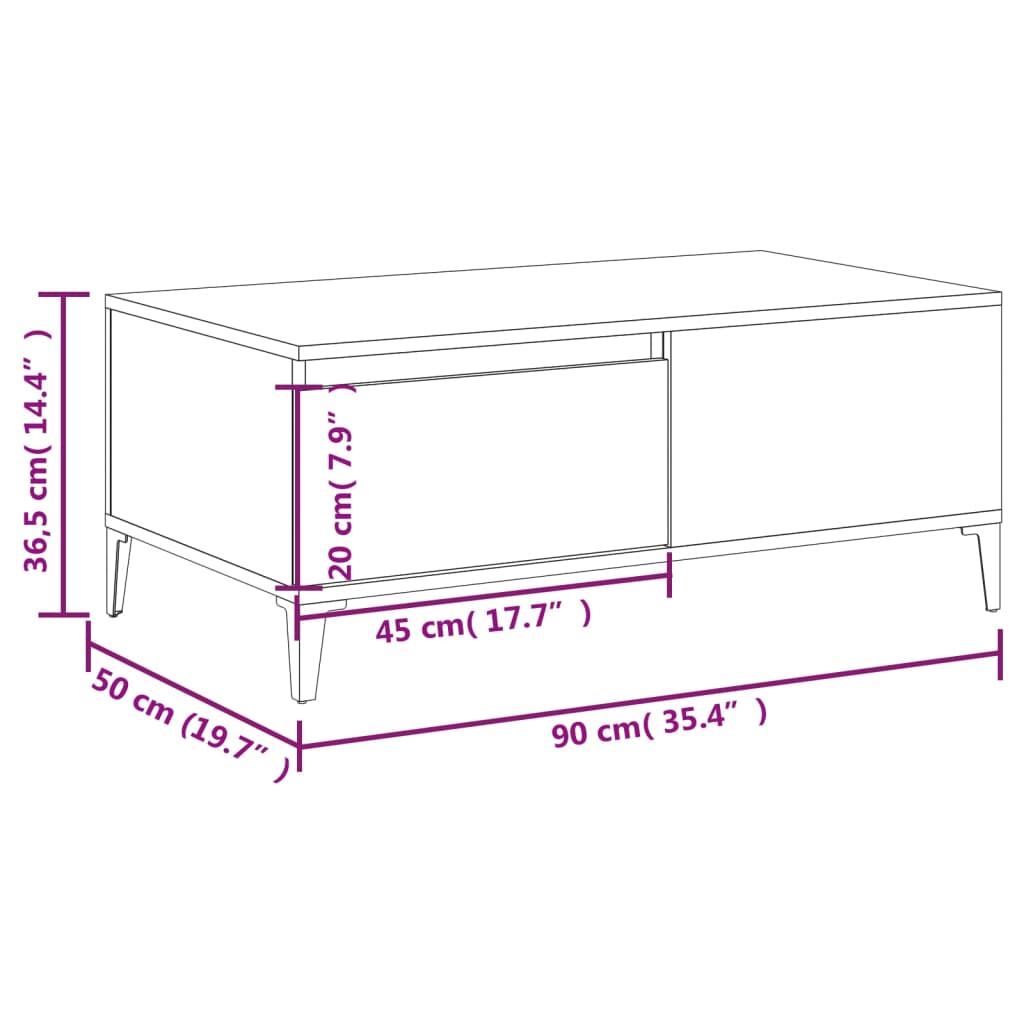 vidaXL Konferenční stolek betonově šedý 90x50x36,5 cm kompozitní dřevo