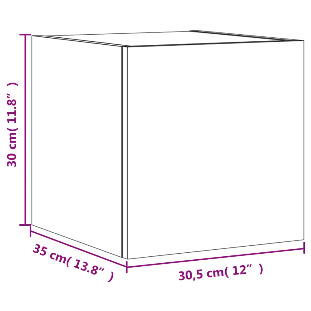 vidaXL Nástěnná TV skříňka s LED osvětlením bílá 30,5 x 35 x 30 cm