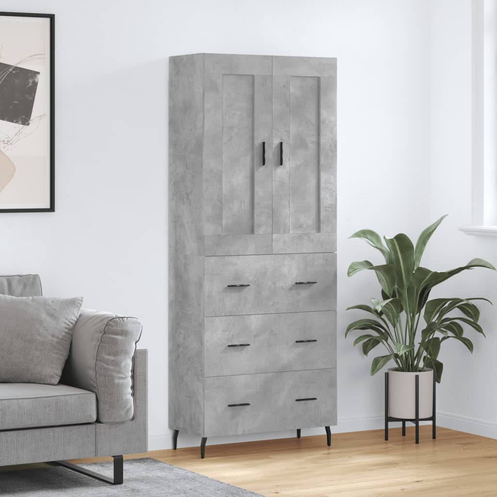 vidaXL Skříň highboard betonově šedá 69,5x34x180 cm kompozitní dřevo