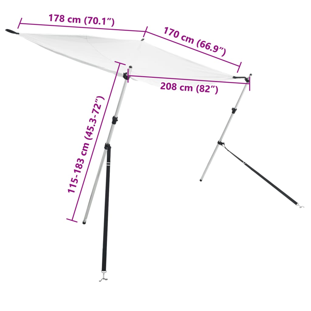 vidaXL Nástavec na t-top stříšku bílý 170x208x(115-183) cm