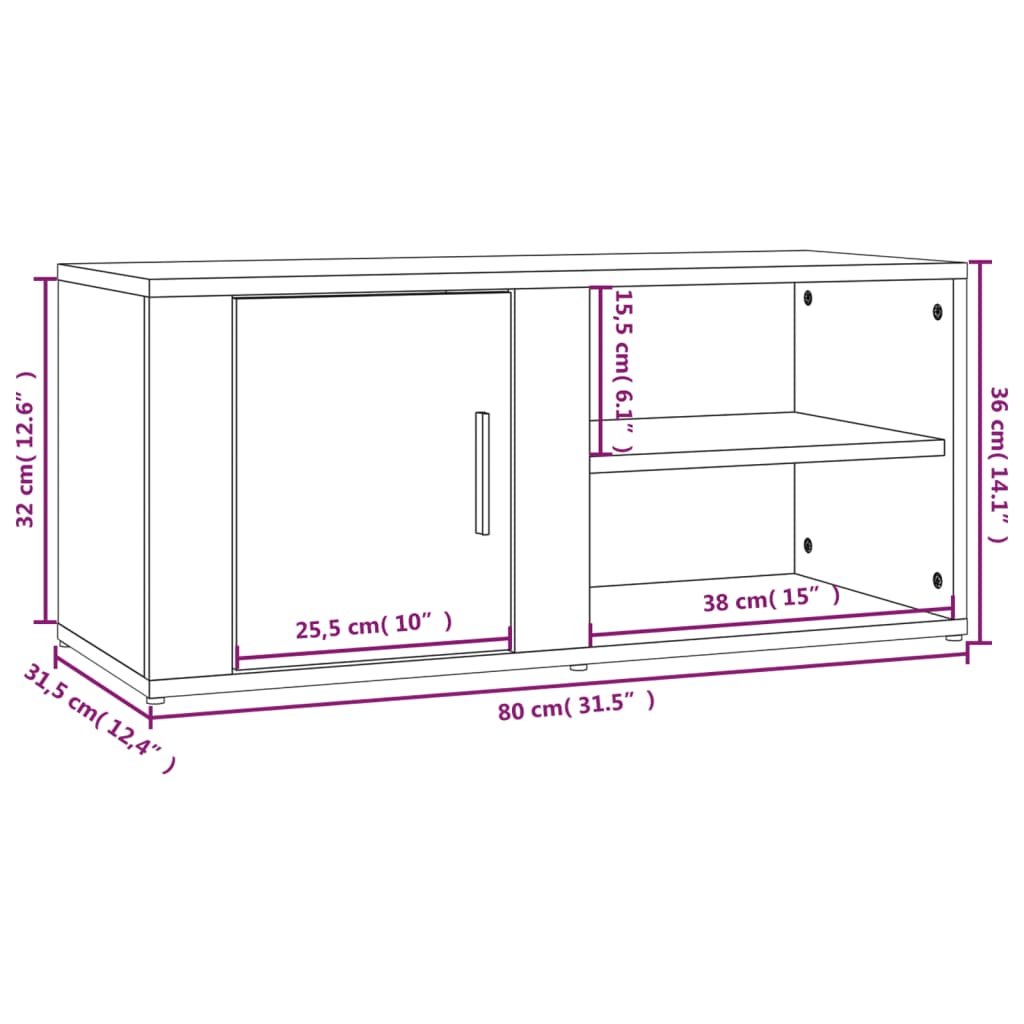 vidaXL TV skříňka dub sonoma 80 x 31,5 x 36 cm kompozitní dřevo