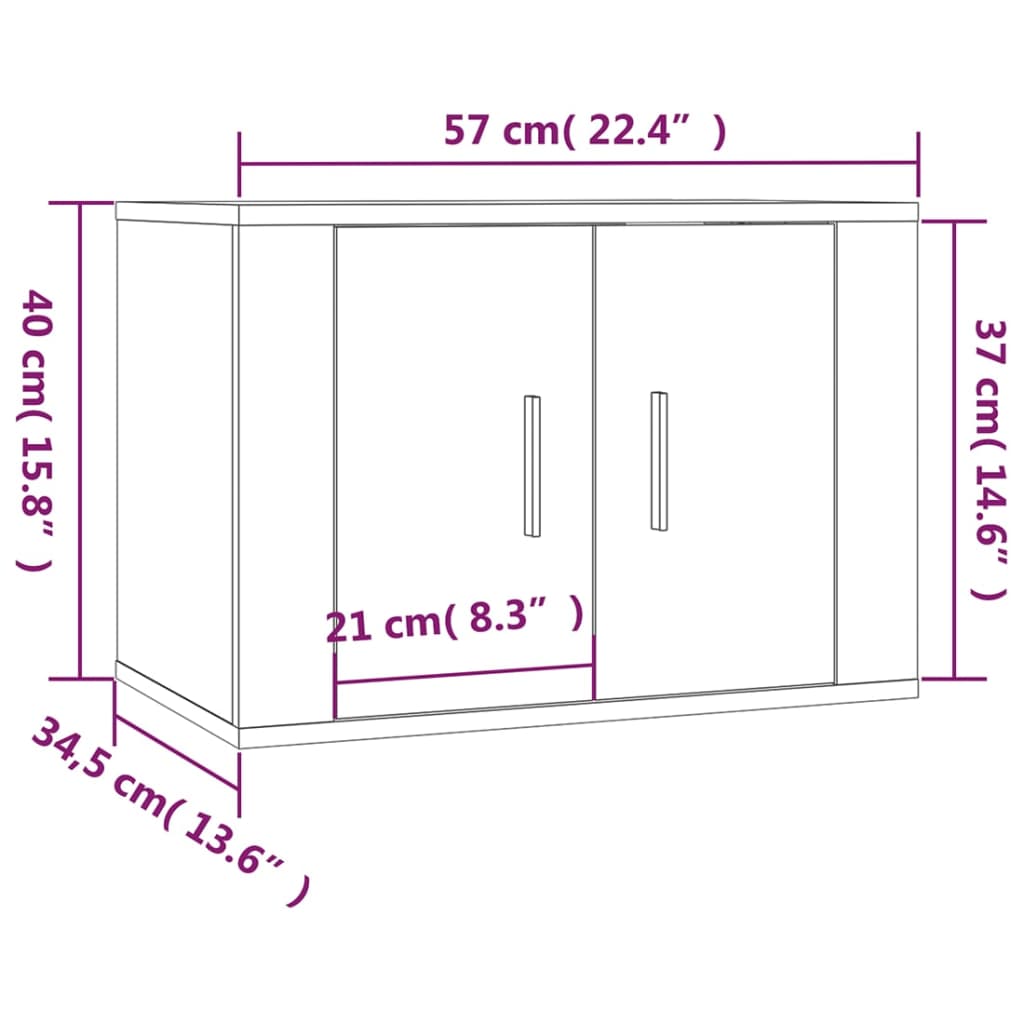 vidaXL Nástěnné TV skříňky 3 ks bílé s vysokým leskem 57x34,5x40 cm