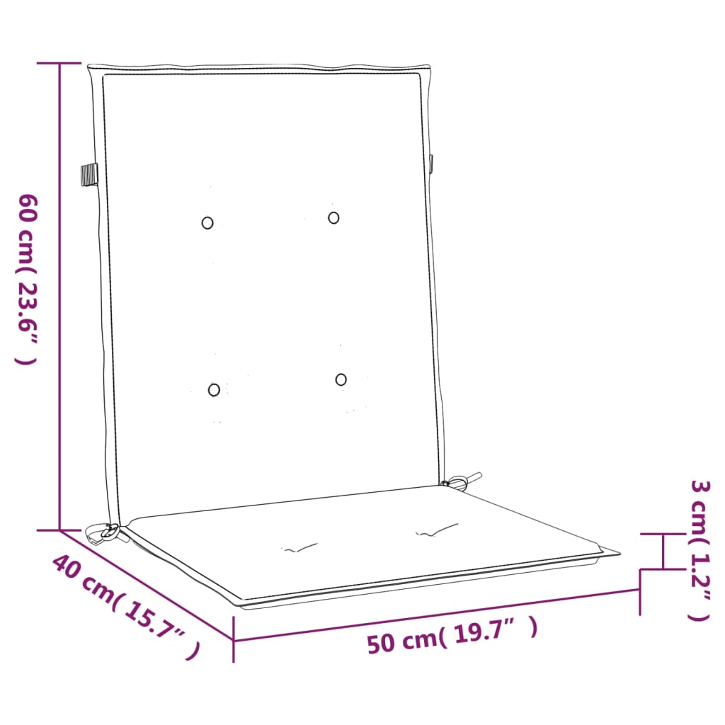 vidaXL Podušky na židli nízké opěradlo 6 ks krémové 100x50x3 cm oxford