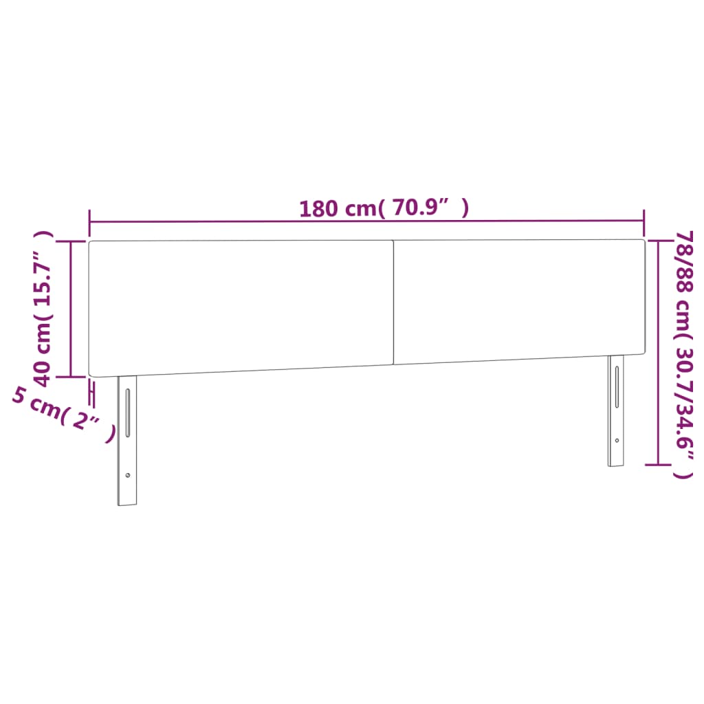 vidaXL Čelo postele s LED tmavě modré 180x5x78/88 cm samet