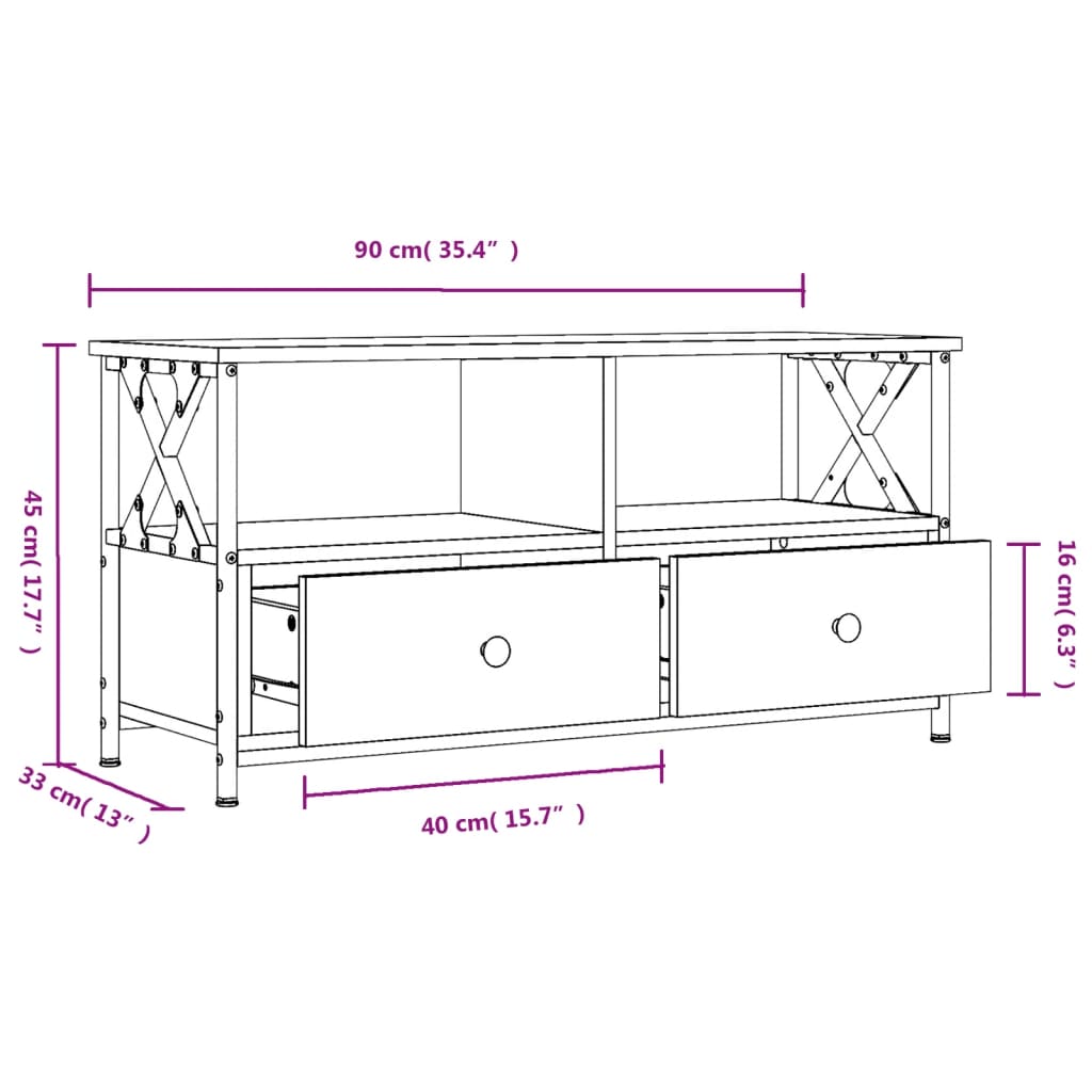 vidaXL TV skříňka černá 90 x 33 x 45 cm kompozitní dřevo a železo