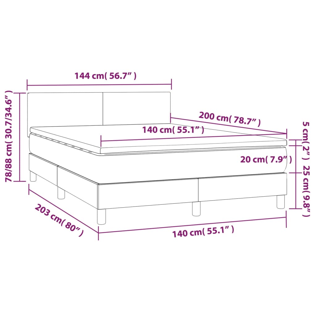 vidaXL Box spring postel s matrací černá 140x200 cm textil