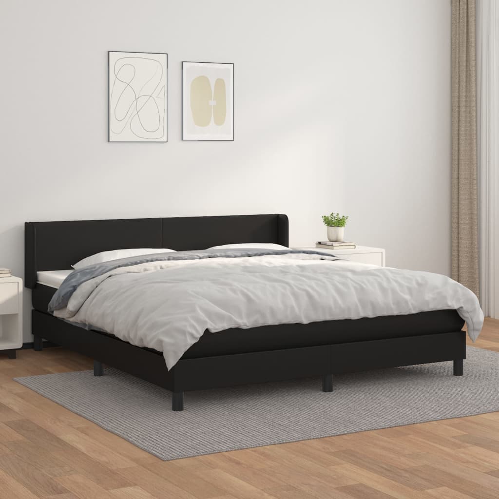 vidaXL Box spring postel s matrací černá 160x200 cm umělá kůže