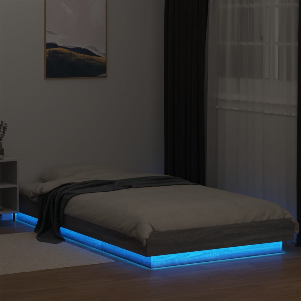 vidaXL Rám postele s LED osvětlením šedý sonoma 100 x 200 cm kompozit