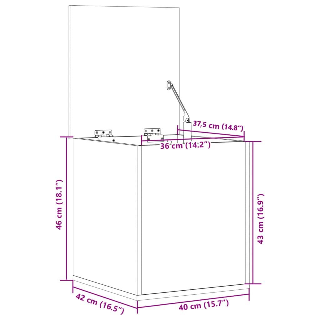 vidaXL Úložný box černý 40 x 42 x 46 cm kompozitní dřevo