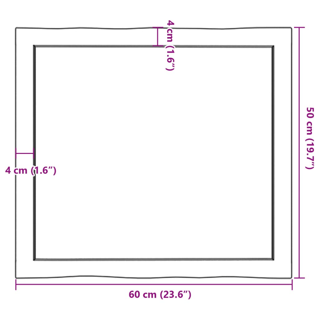 vidaXL Stolní deska 60x50x(2-6) cm neošetřený masivní dřevo živá hrana