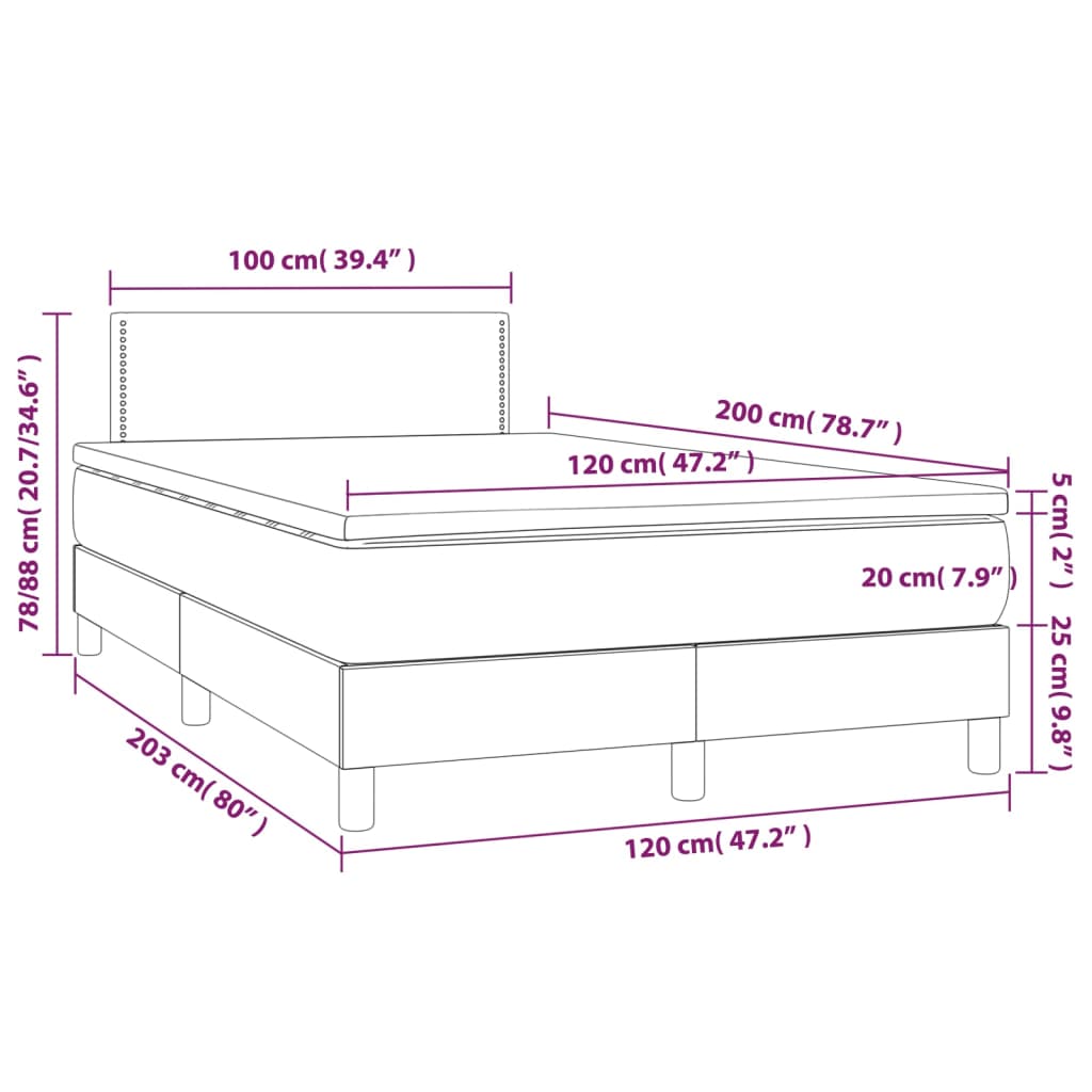 vidaXL Box spring postel s matrací šedá 120x200 cm umělá kůže