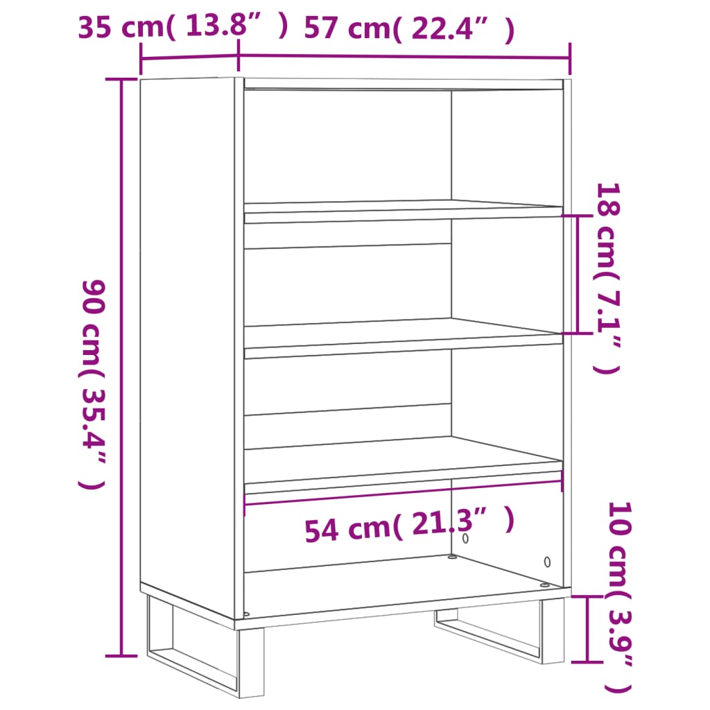 vidaXL Skříň highboard bílá s vysokým leskem 57 x 35 x 90 cm kompozit