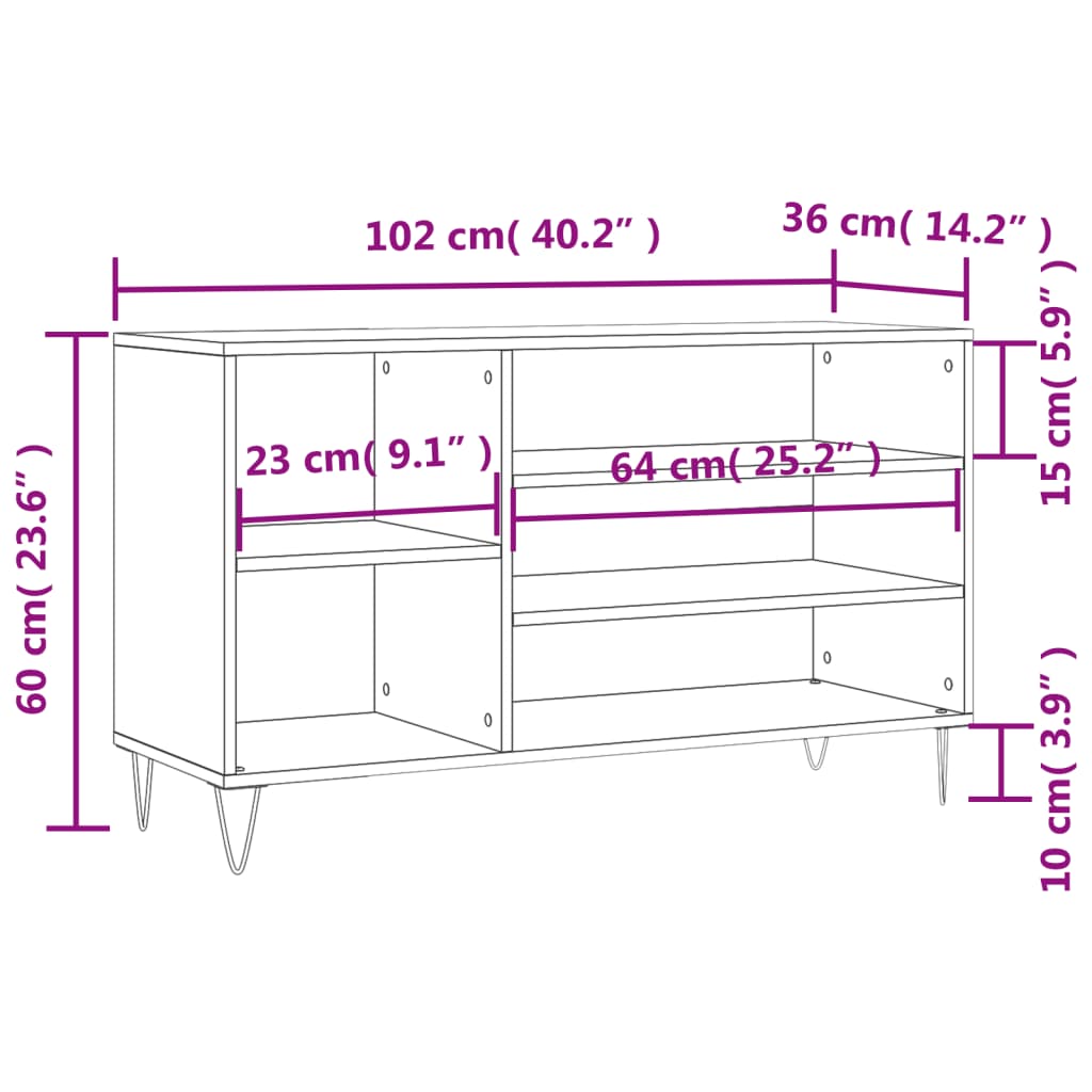 vidaXL Botník bílý 102x36x60 cm kompozitní dřevo