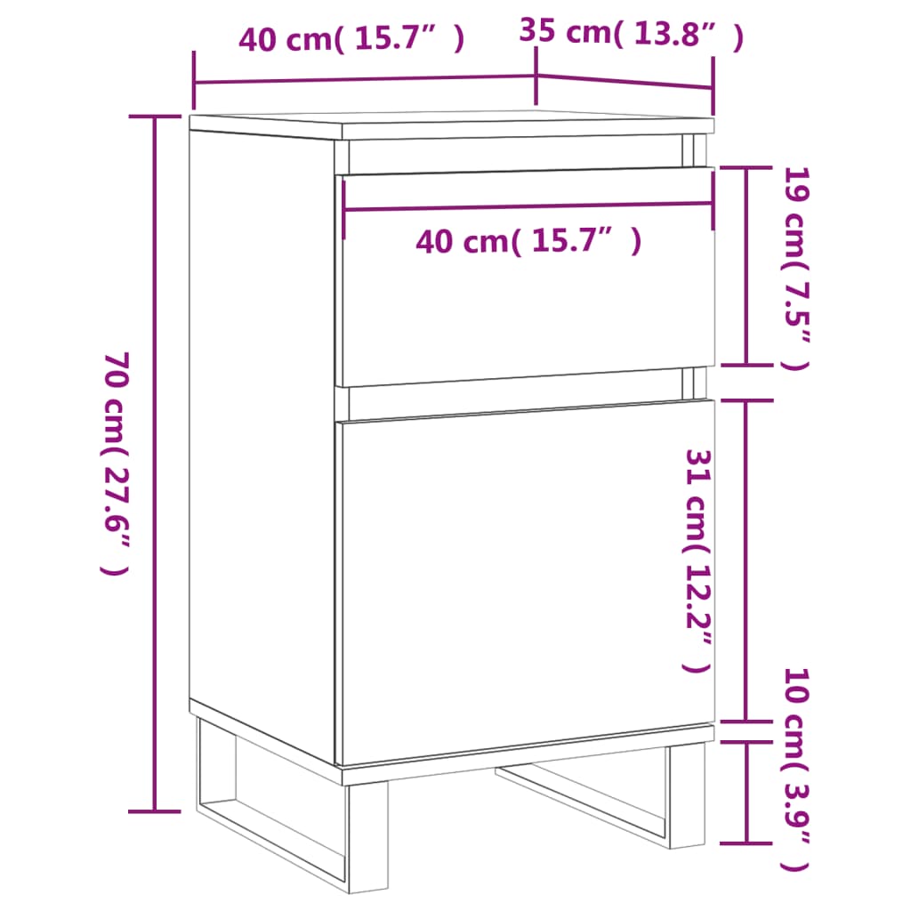 vidaXL Příborníky 2 ks šedé sonoma 40 x 35 x 70 cm kompozitní dřevo