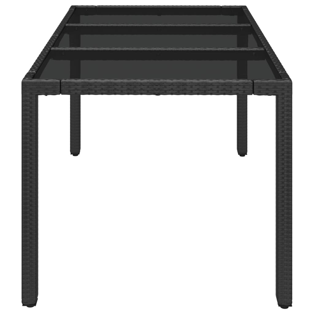 vidaXL Zahradní stůl se skleněnou deskou černý 150x90x75 cm polyratan