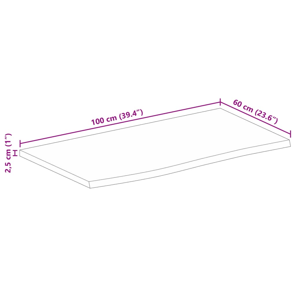 vidaXL Stolní deska 100x60x2,5 cm živá hrana hrubé mangovníkové dřevo