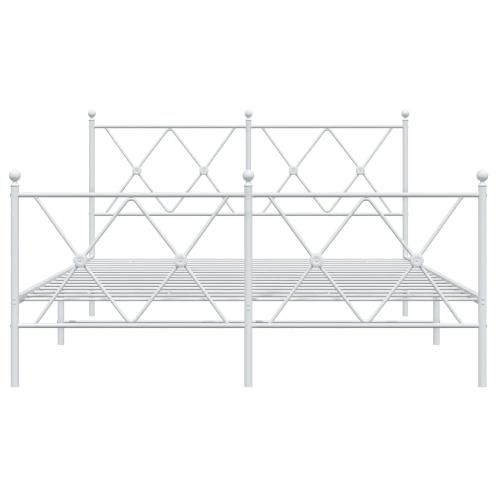 vidaXL Kovový rám postele s hlavovým a nožním čelem bílý 140 x 200 cm