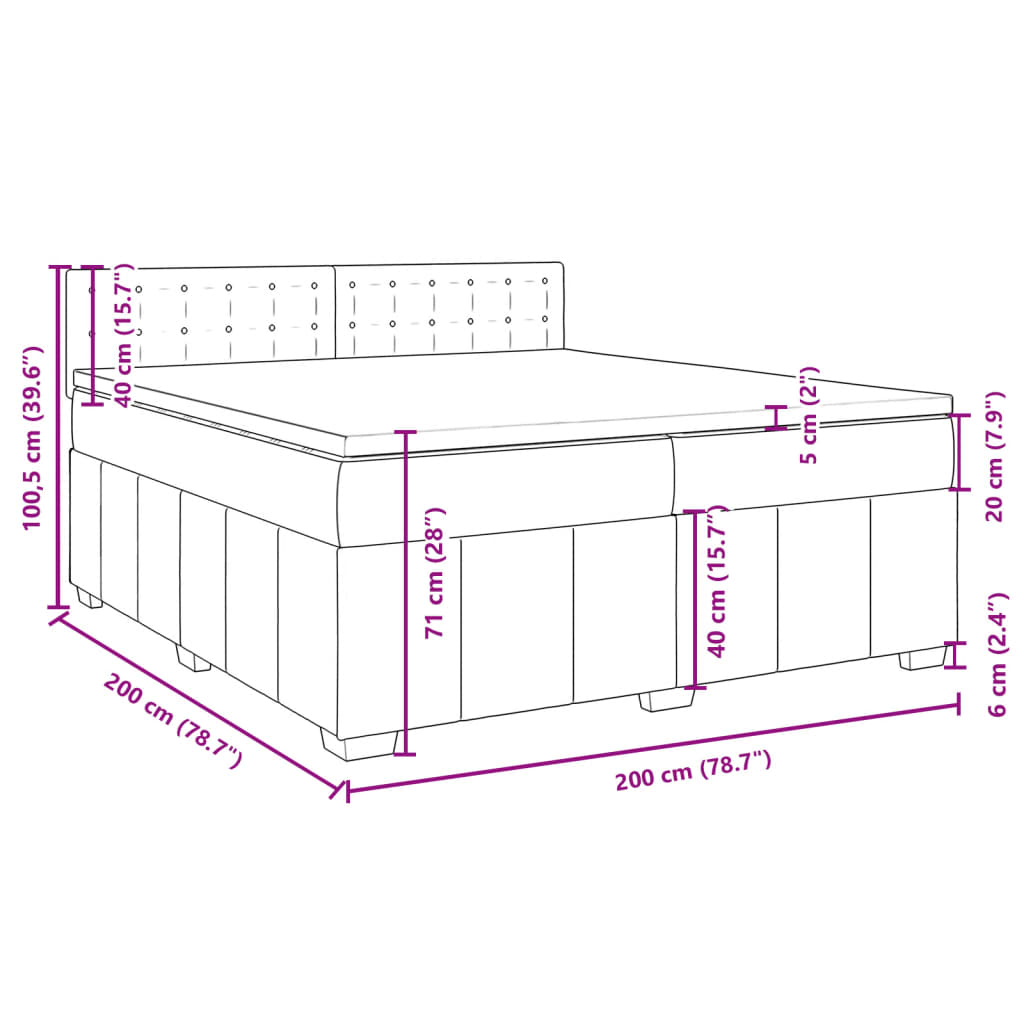 vidaXL Box spring postel s matrací tmavě hnědá 200x200 cm textil