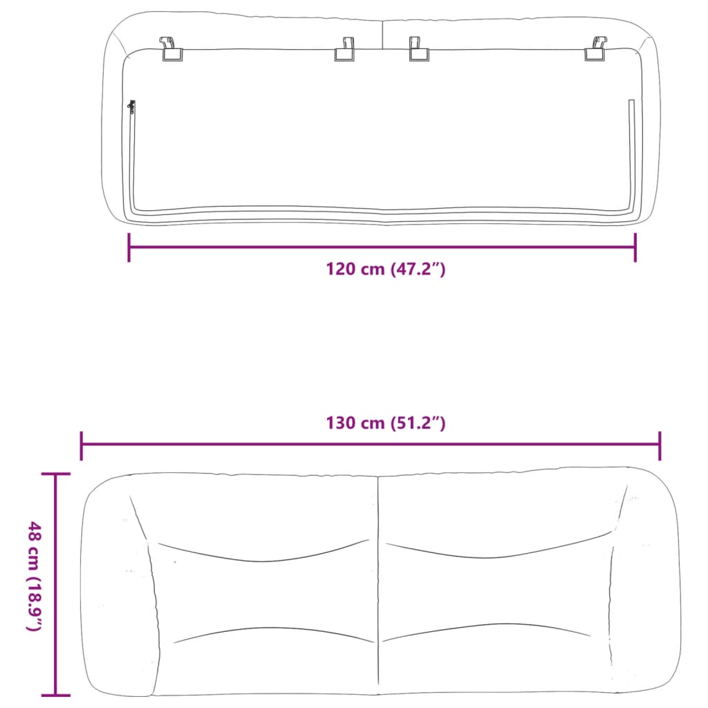 vidaXL Polštář na čelo postele hnědý 120 cm umělá kůže