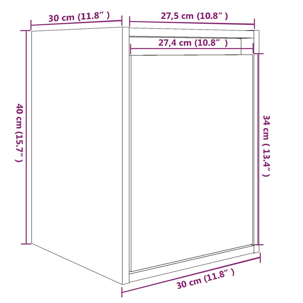 vidaXL Nástěnné skříňky 2 ks bílé 30x30x40 cm masivní borové dřevo