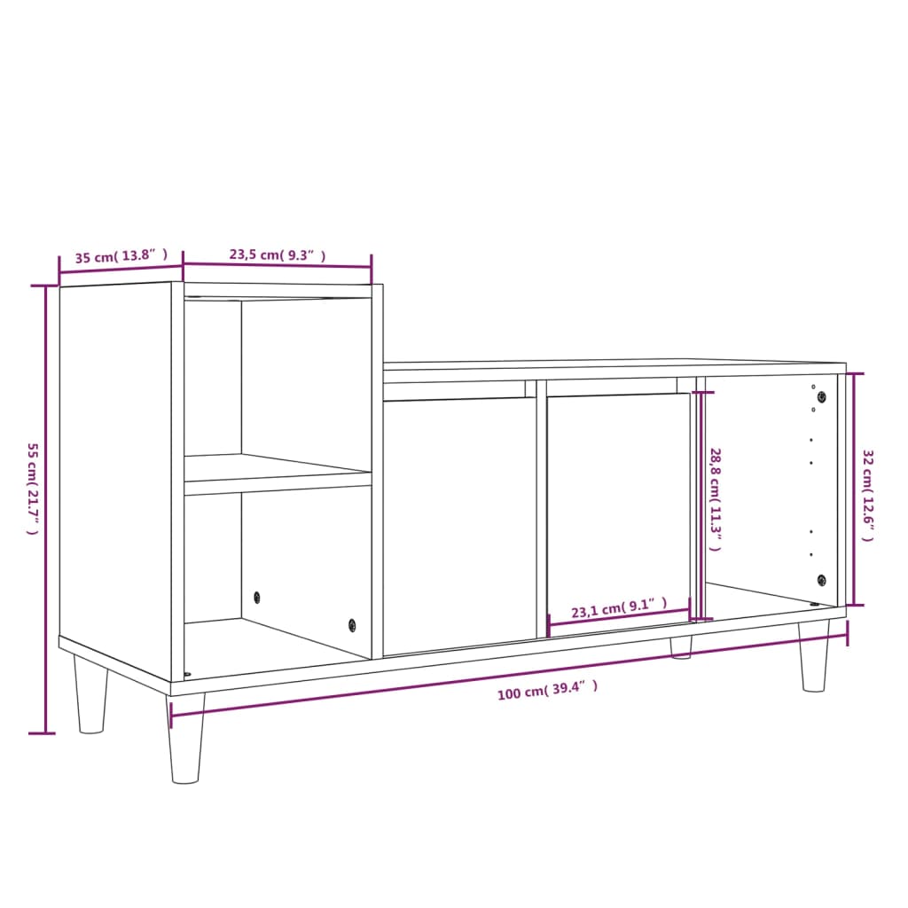 vidaXL TV skříňka betonově šedá 100x35x55 cm kompozitní dřevo