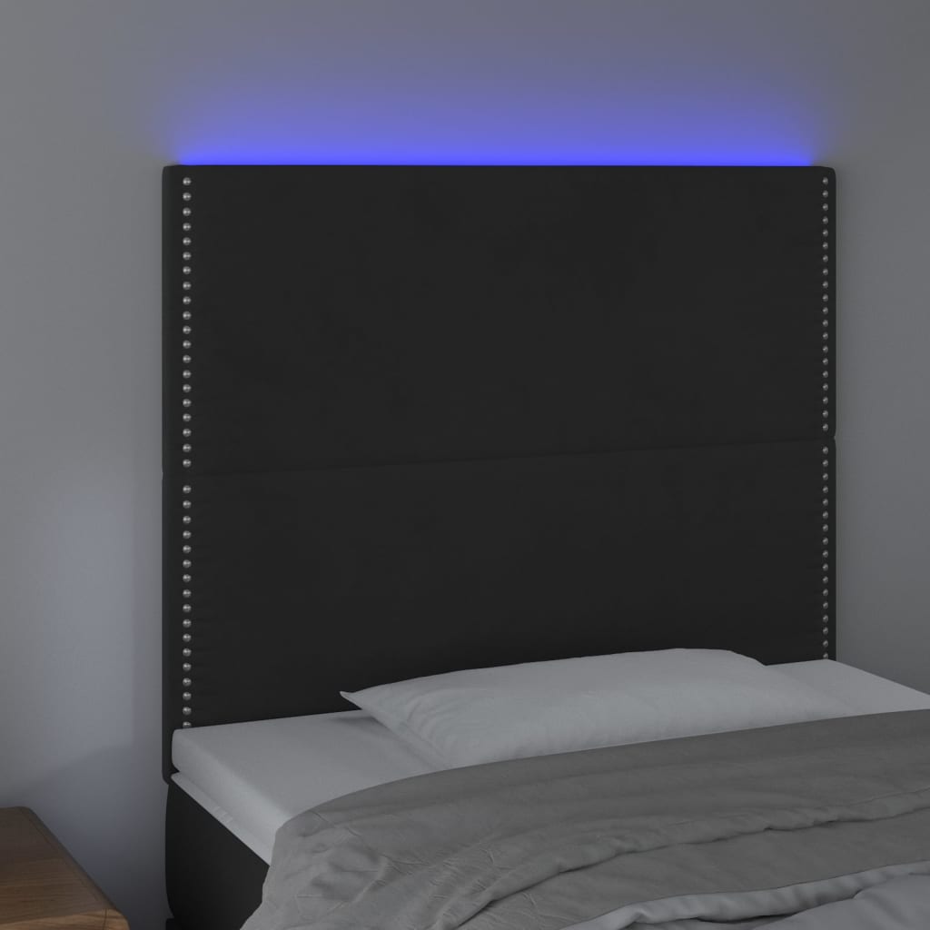 vidaXL Čelo postele s LED černé 100x5x118/128 cm samet