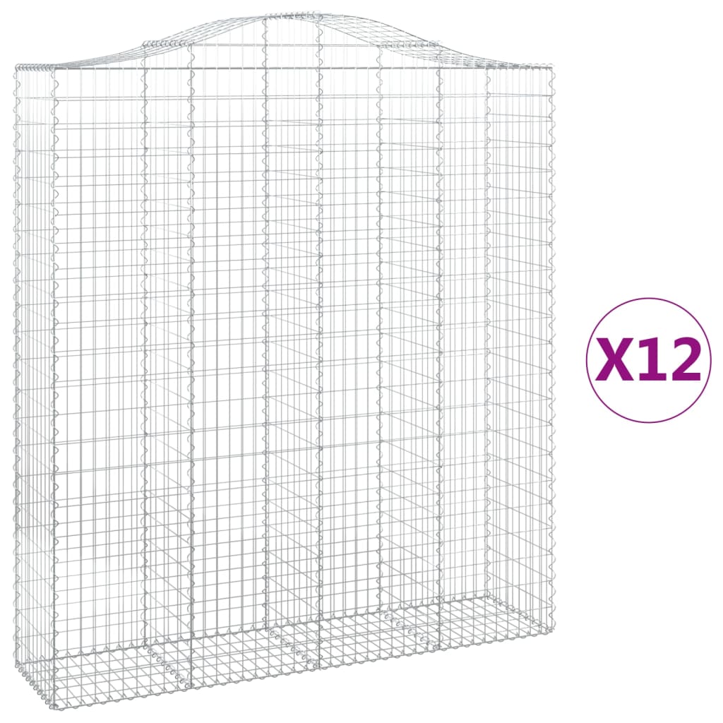 vidaXL Klenuté gabionové koše 12ks 200x50x220/240cm pozinkované železo