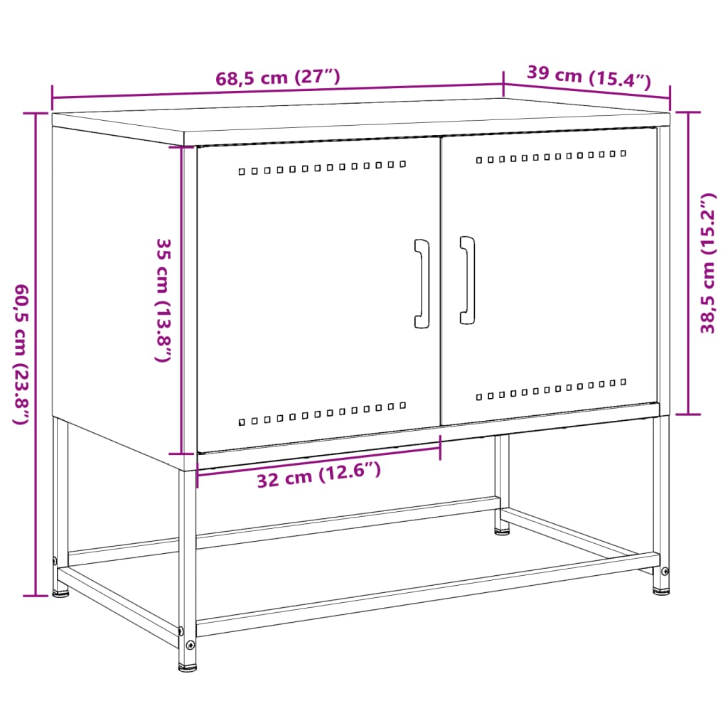 vidaXL TV skříňka olivově zelená 68,5 x 39 x 60,5 cm ocel