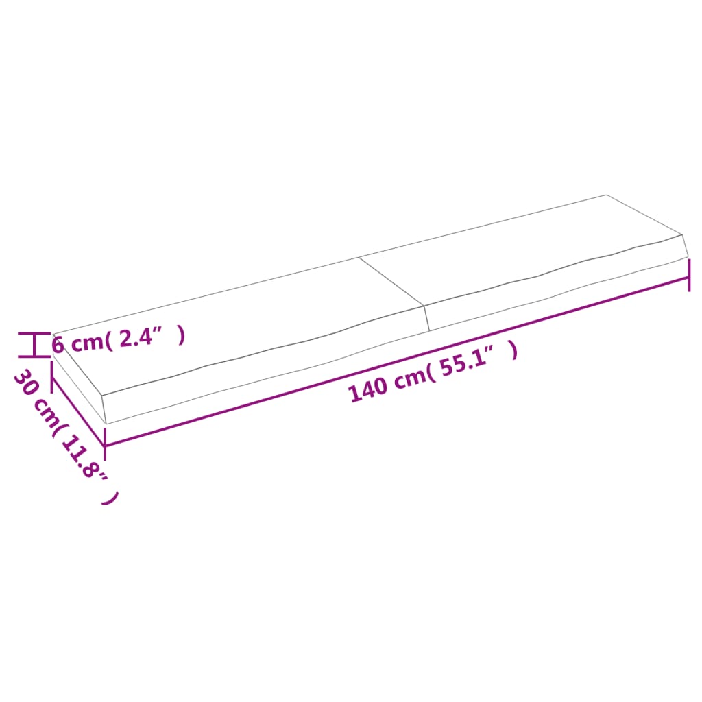 vidaXL Koupelnová deska 140x30x(2-6) cm neošetřené masivní dřevo