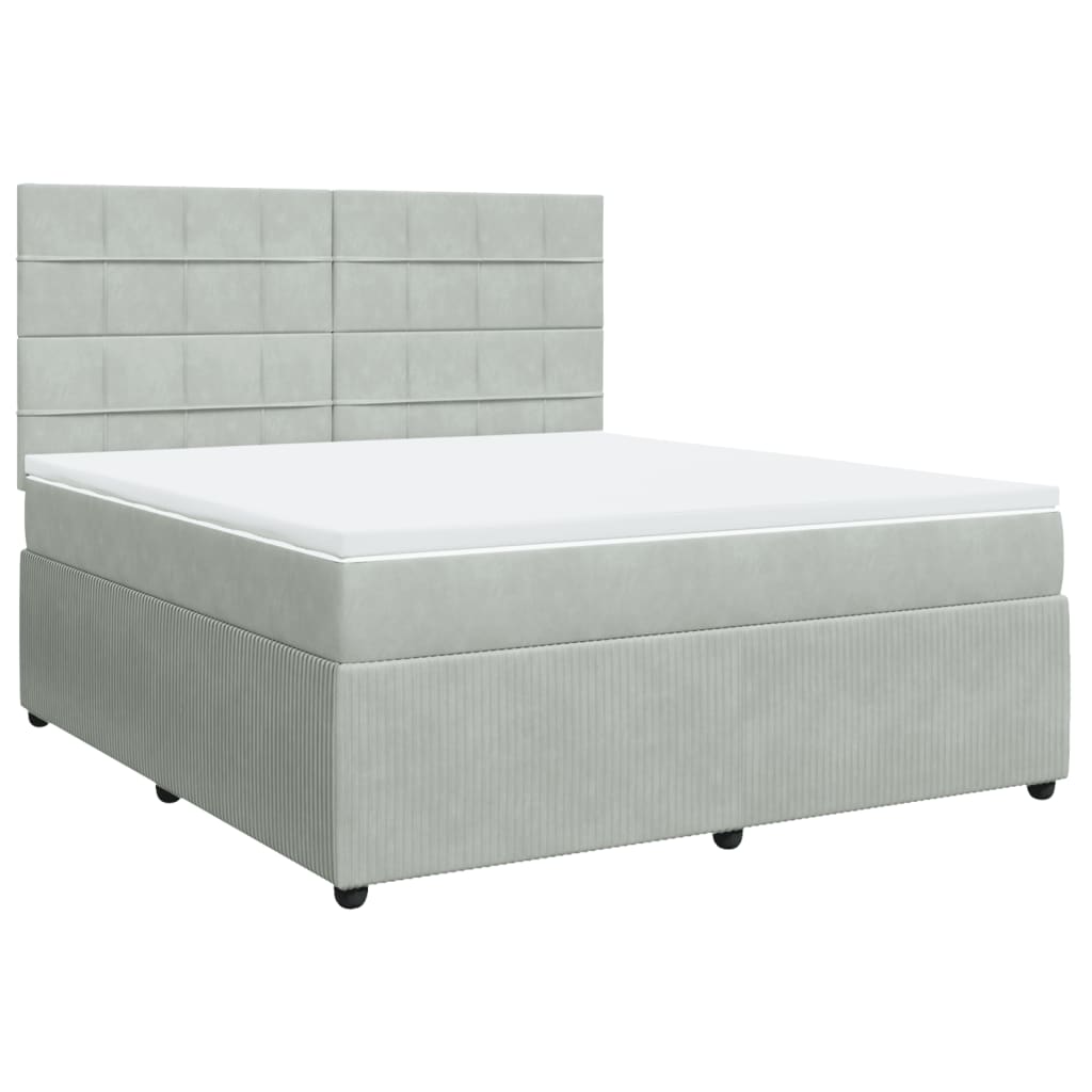 vidaXL Box spring postel s matrací světle šedá 180x200 cm samet