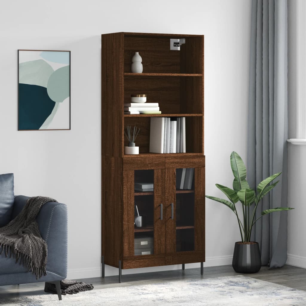 vidaXL Skříň highboard hnědý dub 69,5 x 34 x 180 cm kompozitní dřevo